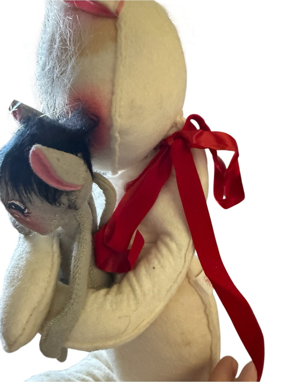 Vintage 1987 Annalee Cat Hugging Mouse with Mistletoe Doll 12” Christmas Holiday - Picture 6 of 12